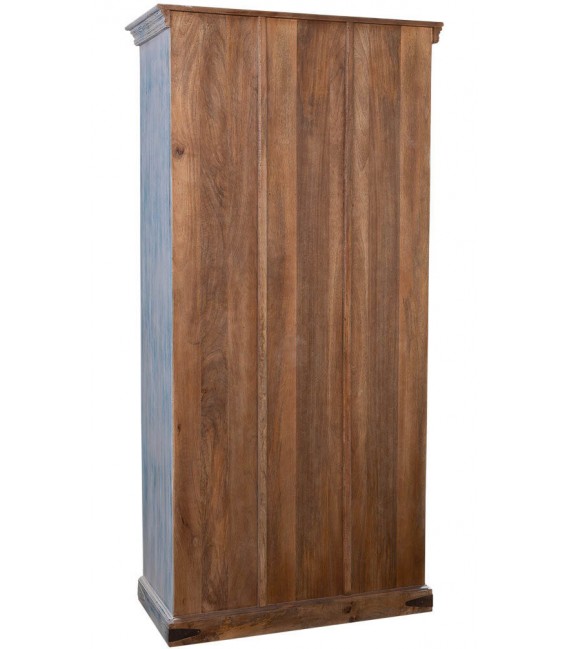 Armario alacena azul patinado de madera tallada con 2 puertas. 3