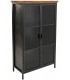 Vitrina mediana industrial de cristal metal negro y madera reciclada. Mdmhogar