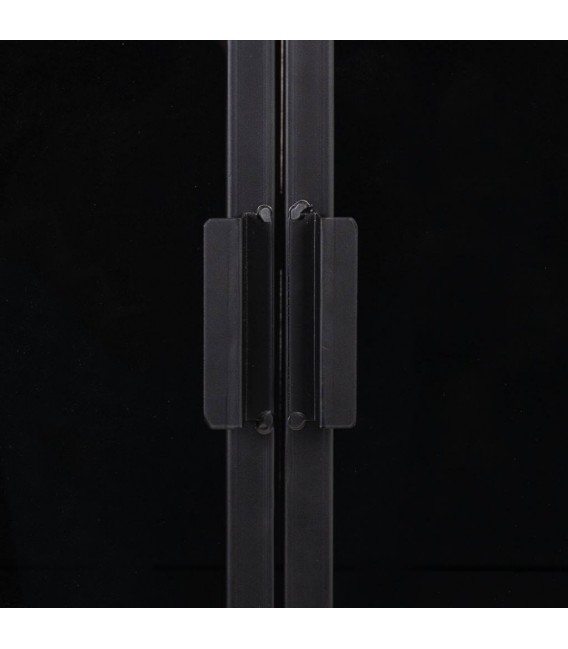 Vitrina mediana industrial de cristal metal negro y madera reciclada.5