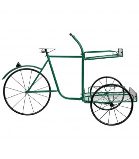 Carro expositor decorativo metal verde y negro, estilo vintage.1