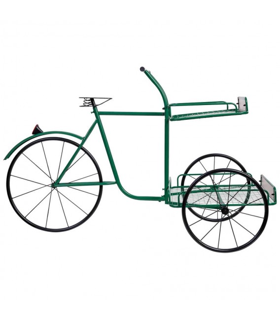 Carro expositor decorativo metal verde y negro, estilo vintage.1