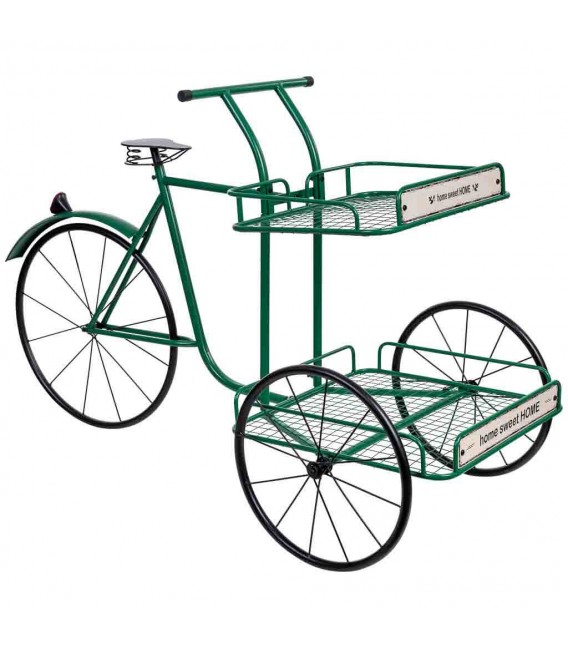 Carro expositor decorativo metal verde y negro, estilo vintage. Mdmhogar