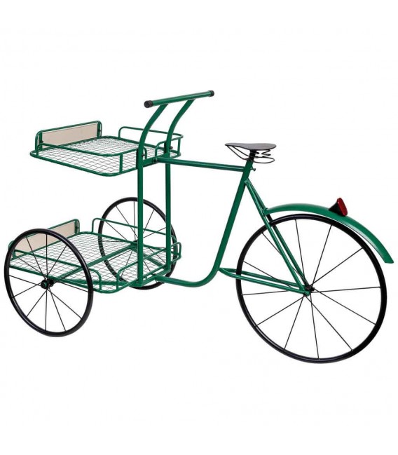 Carro expositor decorativo metal verde y negro, estilo vintage.2