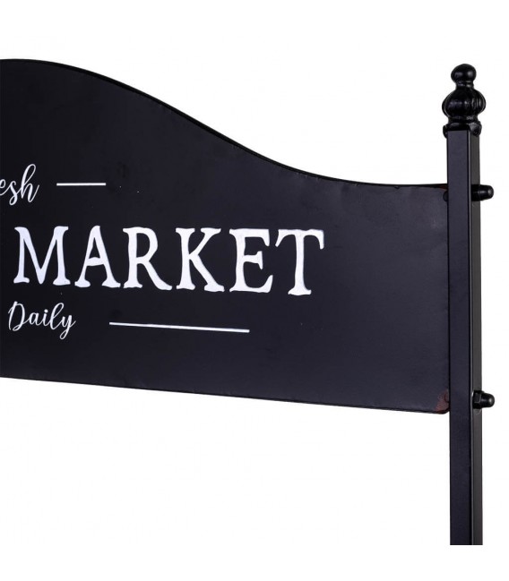 Carro expositor decorativo grande metal negro y madera estilo vintage.2