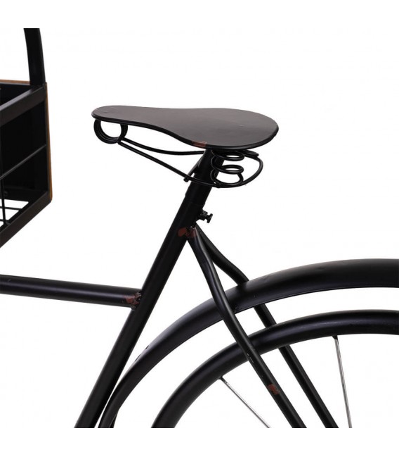 Carro expositor decorativo grande metal negro y madera estilo vintage.3