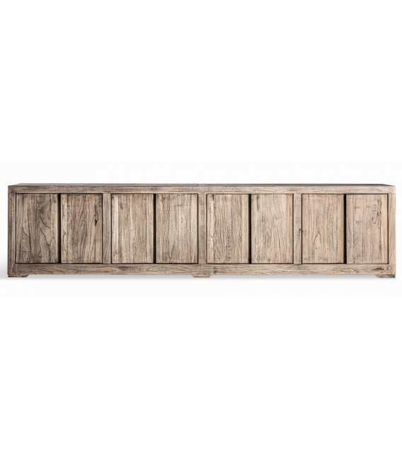 Mueble de TV XXL en madera maciza reciclada, estilo rústico natural.