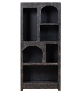 Estantería ibicenca de madera negra decapada, diseño artesanal único.1