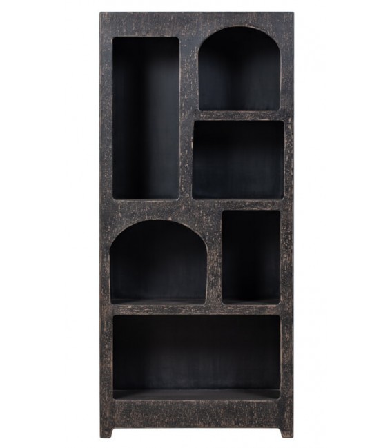 Estantería ibicenca de madera negra decapada, diseño artesanal único.1