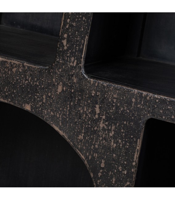 Estantería ibicenca de madera negra decapada, diseño artesanal único.2
