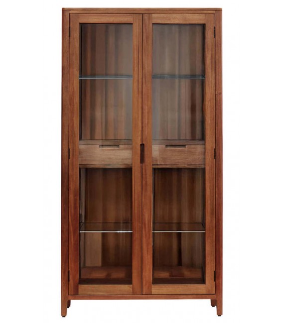 Vitrina colonial de caoba con cristal. Diseño artesanal y elegante. 1