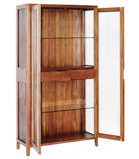 Vitrina colonial de caoba con cristal. Diseño artesanal y elegante. 2
