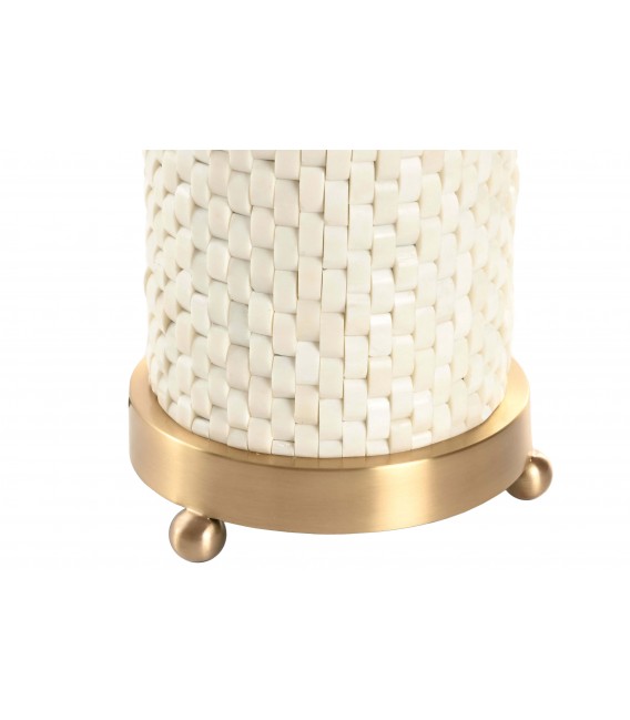 Lámpara clásica con base de hueso taraceado y latón dorado.2