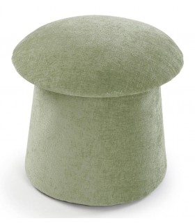 Puf redondo verde con almacenaje y diseño champiñón original.