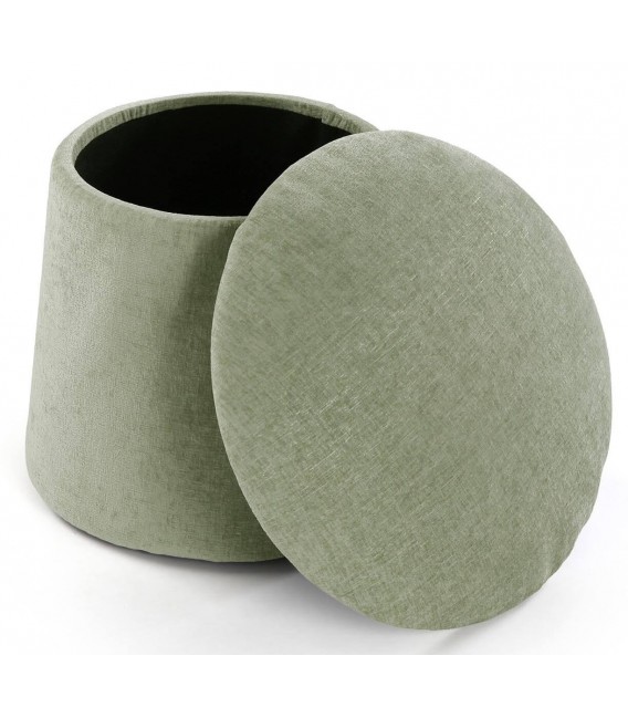 Puf redondo verde con almacenaje y diseño champiñón original. 1