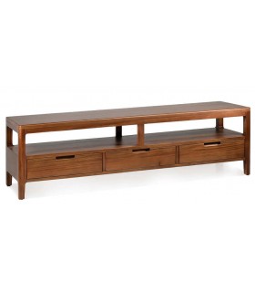 Mueble TV en caoba natural con cajones – Colección Oporto, Moycor.