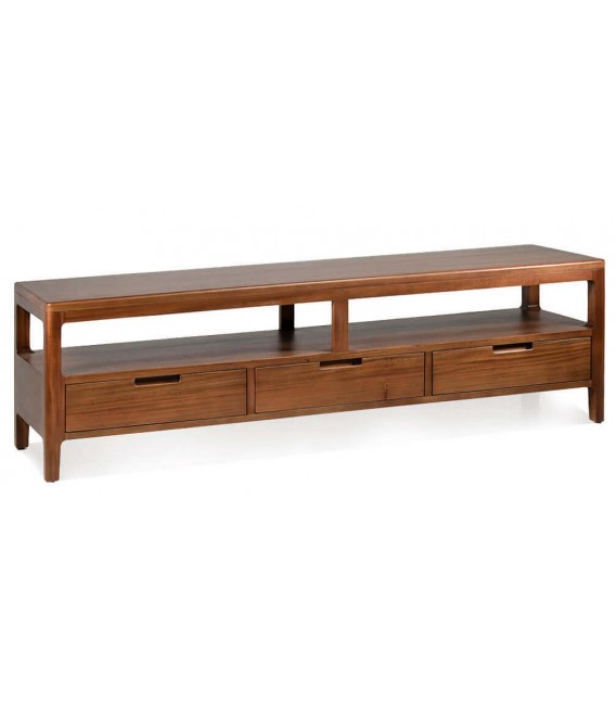 Mueble TV en caoba natural con cajones – Colección Oporto, Moycor.
