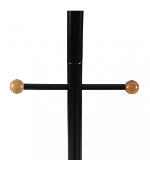Perchero de pie negro con madera y 10 colgadores chic.1
