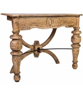 Consola clásica de entrada en madera craquelada beige patinada. Mdmhogar