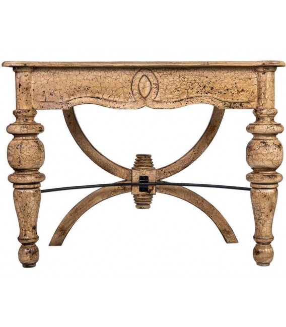 Consola clásica de entrada en madera craquelada beige patinada.1