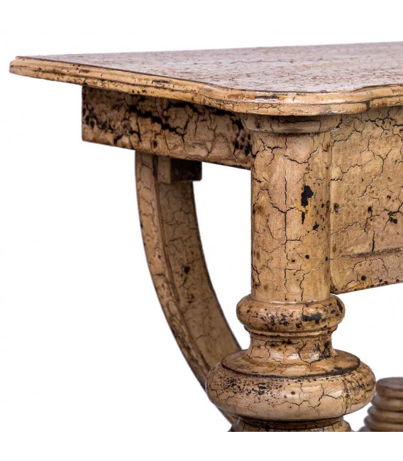 Consola clásica de entrada en madera craquelada beige patinada.3
