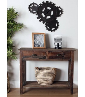 Reloj de pared con engranajes metálicos y acabado óxido industrial. Mdmhogar