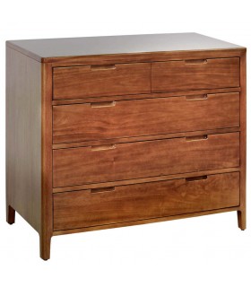 Cómoda colonial Oporto con 5 cajones en caoba maciza natural. Mdmhogar