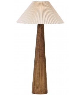 Lámpara de pie rústica con base de cerámica y pantalla plisada beige. Mdmhogar