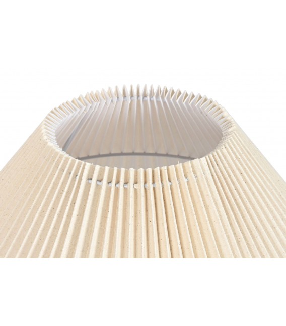 Lámpara de pie rústica con base de cerámica y pantalla plisada beige.1