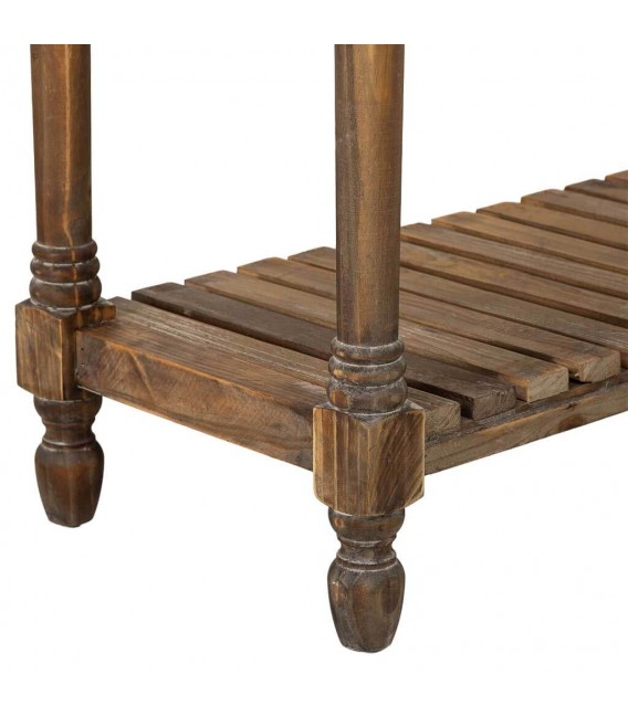 Consola rústica de madera reciclada con cajones y balda inferior.4