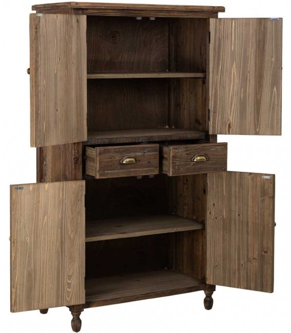Armario alacena rústico de madera reciclada con puertas y cajones.1