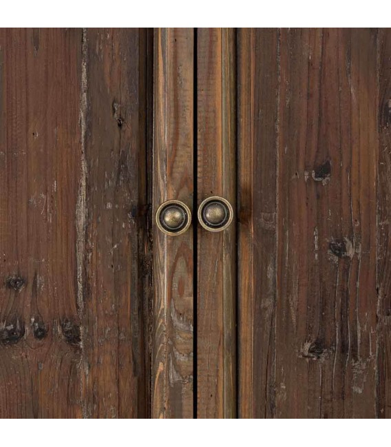 Armario alacena rústico de madera reciclada con puertas y cajones.3