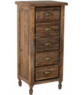 Sinfonier rústico alto de abeto reciclado 5 cajones acabado nogal. Mdmhogar