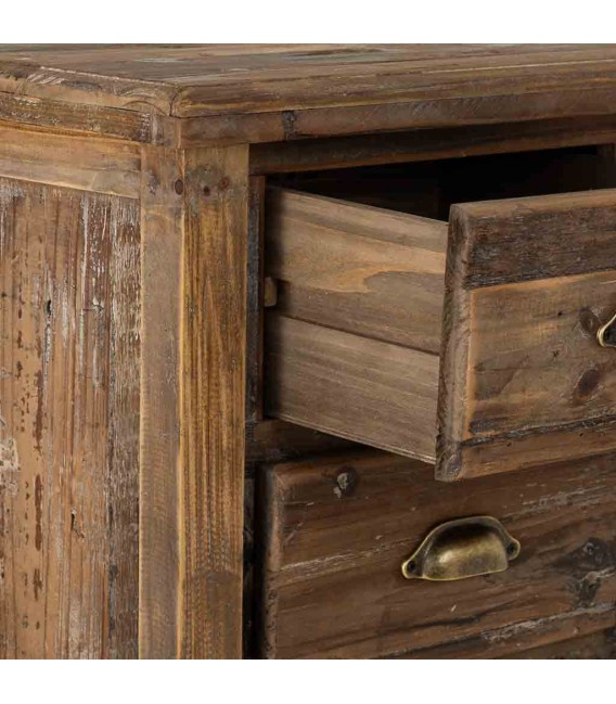 Sinfonier rústico alto de abeto reciclado 5 cajones acabado nogal.2