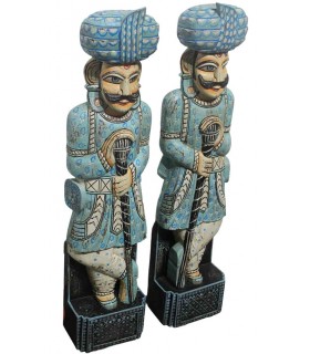 SET 2 FIGURAS DECORATIVAS 30 X 18 X 124 ZARIN MADERA TALLADA Y DECORADA A MANO