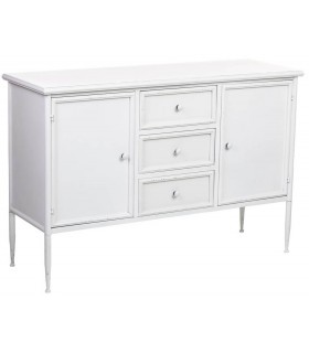 Aparador vintage metal blanco 2 puertas 3 cajones y acabado vintage. Mdmhogar