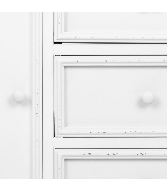 Aparador vintage metal blanco 2 puertas 3 cajones y acabado vintage.4