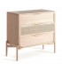 Cómoda de madera fresno y ratán natural con tres cajones funcionales. Mdmhogar