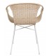 Sillón de comedor en metal blanco y ratán natural, estilo colonial.4