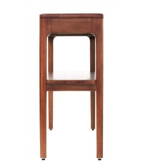 Consola colonial de caoba con cajones y balda inferior decorativa.1