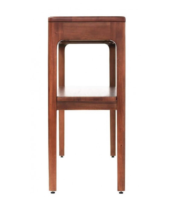 Consola colonial de caoba con cajones y balda inferior decorativa.1