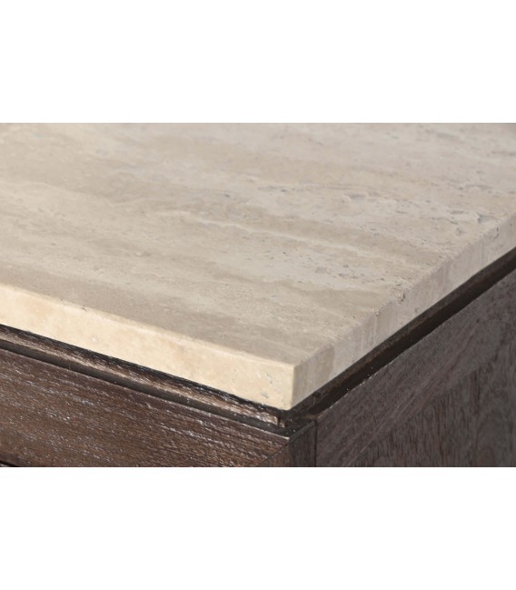 Aparador contemporáneo sobre de travertino y 4 puertas de cristal.3