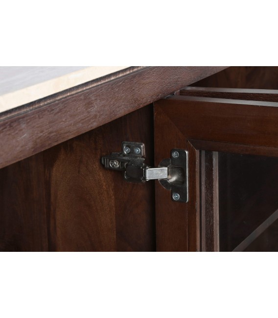 Aparador contemporáneo sobre de travertino y 4 puertas de cristal.5