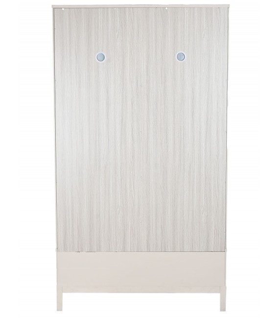 Armario nórdico blanco con barra, estantes interiores y cajones.2