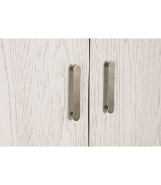 Armario nórdico blanco con barra, estantes interiores y cajones.6