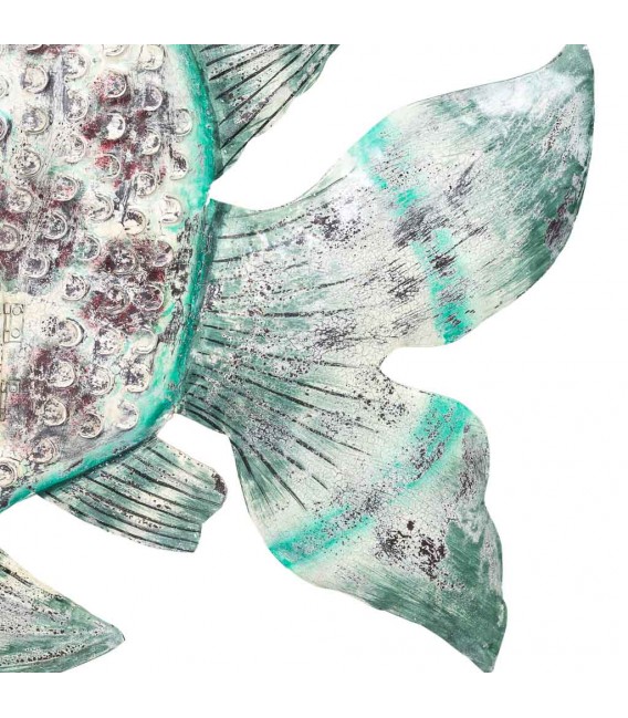 Porta velas pez XXL de metal decorado a mano en colores étnicos.5