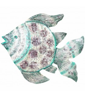 Porta velas pez XXL de metal decorado a mano en colores étnicos.1