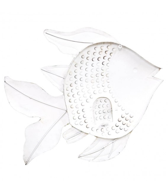 Porta velas pez XXL de metal decorado a mano en colores étnicos.2