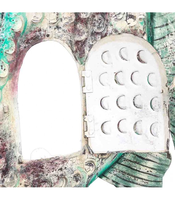 Porta velas pez XXL de metal decorado a mano en colores étnicos.4