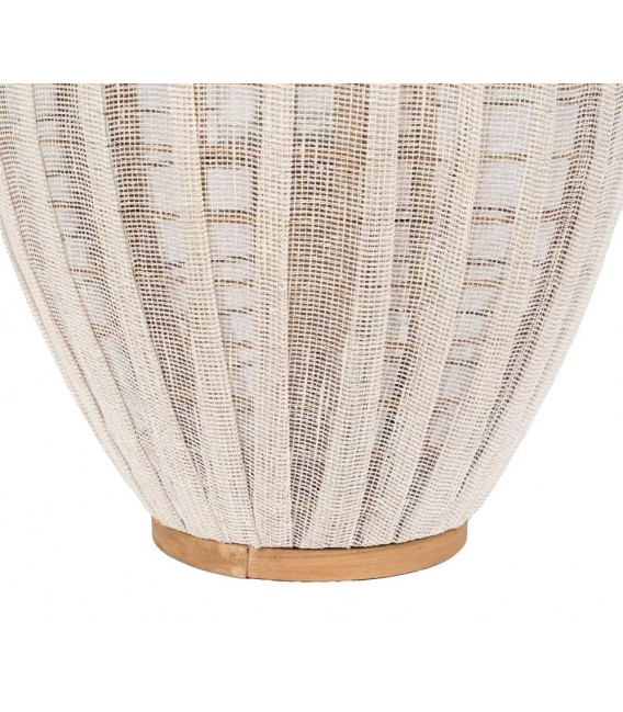 Portavelas XXL de bambú, lino crudo y cristal, estilo colonial.4