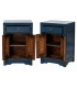 Set de 2 mesitas orientales azules, madera maciza y lacado artesanal.